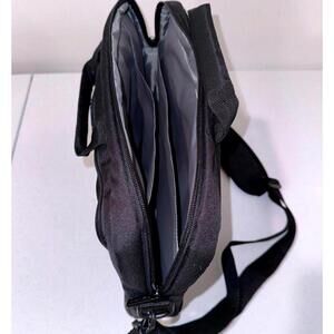 Black Nylon Messenger Bag With Adjustable Strap